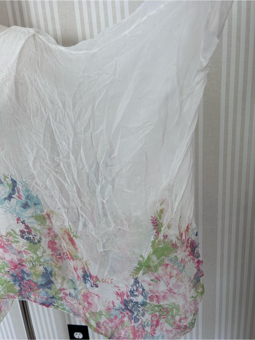 Elena Baldi Women's 100% Silk Caftan Floral Sheer Pullover Blouse Size Large NWT - Picture 6 of 11
